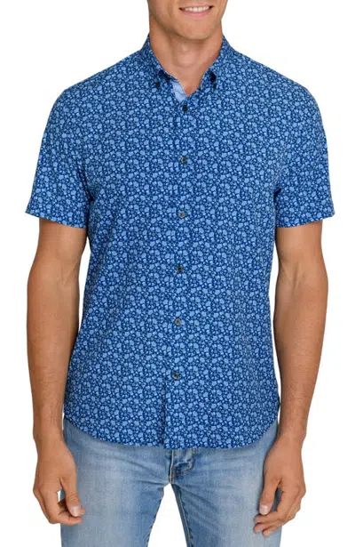 Construct Slim Fit Tossed Botanica Performance Short Sleeve Shirt In Blue