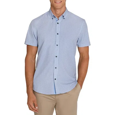 Construct Slim Fit Warren Plaid Performance Short Sleeve Shirt In Blue