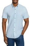 Construct Slim Fit Zig Zag Woven Short Sleeve Basic Shirt In Blue