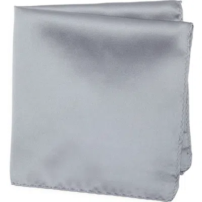 Construct Solid Satin Pocket Square In Gray
