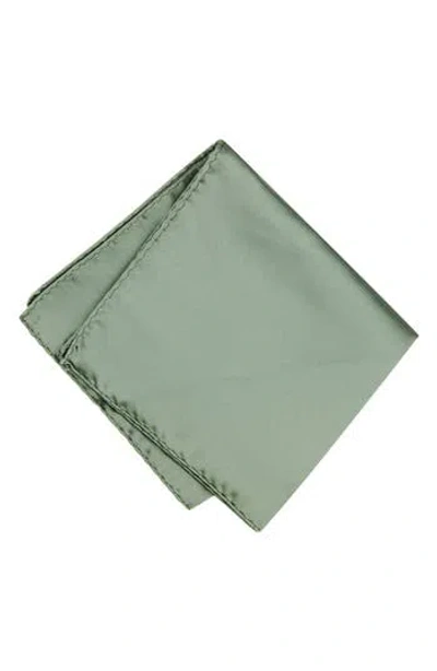 Construct Solid Satin Pocket Square In Green