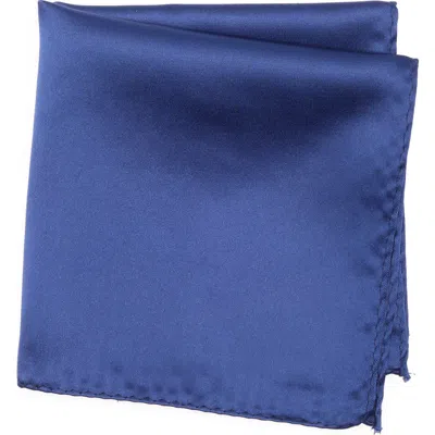 Construct Solid Satin Pocket Square In Blue