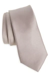 Construct Solid Satin Tie In Purple