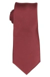 Construct Solid Satin Tie In Burgundy