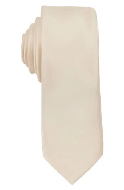 Construct Solid Satin Tie In Brown