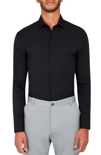 Construct Solid Slim Fit Dress Shirt In Noir