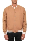 Construct Solid Varsity Jacket In Khaki