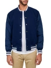 Construct Solid Varsity Jacket In Navy