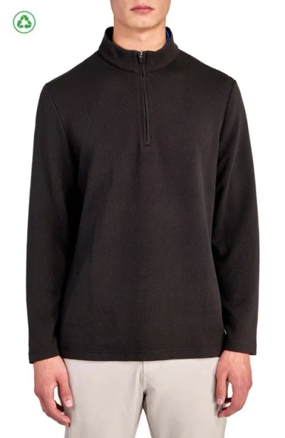 Construct Solid Waffle Knit Quarter Zip In Black