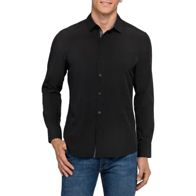 Construct Solid Woven Long Sleeve Basic In Black