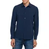 Construct Solid Woven Long Sleeve Basic In Blue