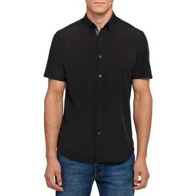 Construct Solid Woven Short Sleeve Basic In Black