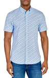 Construct Tennis Racket Woven Short Sleeve Shirt In Lt Blue
