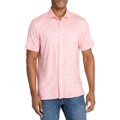Construct Trim Fit Floral Print Short Sleeve Button-up Shirt