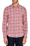 Construct Trim Fit Plaid Performance Button-up Shirt In Red