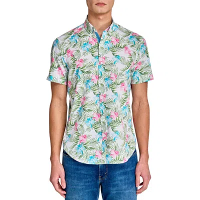 Construct Tropical Short Sleeve Button Front Shirt In Multi