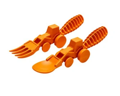 Constructive Eating Set Of 2 Tractor Utensils For Kids And Toddlers, 1 Pack