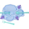Constructive Eating Turtle Theme Divided Suction Training Plate And Utensils For Kids And Toddlers In Blue