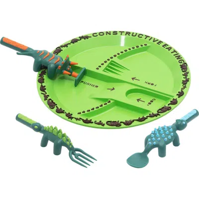 Constructive Eating Utensil And Divided Plate Set For Kids And Toddlers