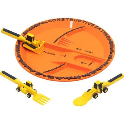 Constructive Eating Utensil And Divided Plate Set For Kids And Toddlers