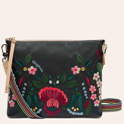 Consuela Ava Downtown Black Floral Embroidered Crossbody Bag
