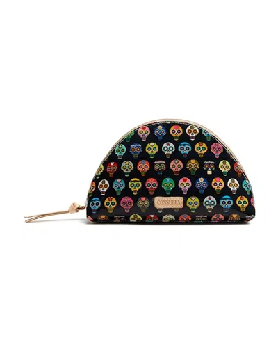 Consuela Large Domed Cosmetic Bag In Tiny Sugar Skulls In Multi