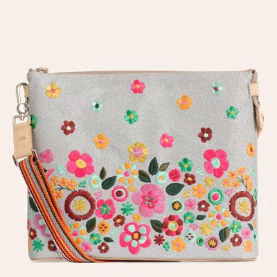 Consuela Tink Downtown Silver Floral Embroidered Crossbody Bag