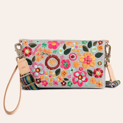 Consuela Tink Uptown Floral Embroidered Crossbody Bag In Silver