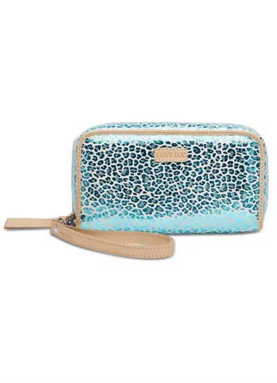 Consuela Women's Kat Wristlet Wallet In Turquoise Metallic Jag In Blue