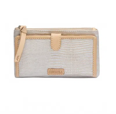 Consuela Women's Slim Wallet Celeste In Silver-toned In White