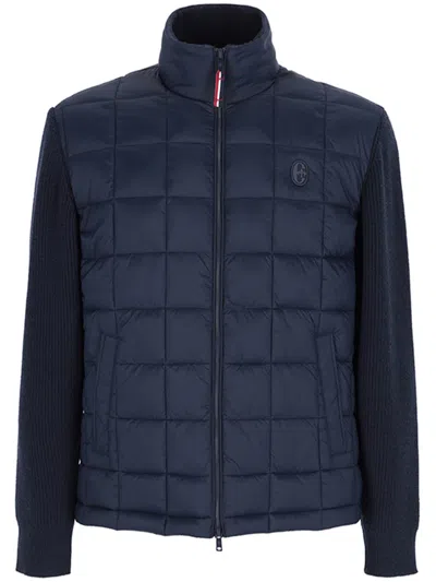 Conte Of Florence Quilted Knitted Jacket In Blue