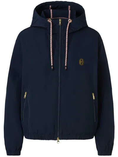 Conte Of Florence Logo-patch Zip-up Hooded Jacket In Blue