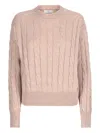Conte Of Florence Cable-knit Crew-neck Sweater In Multi