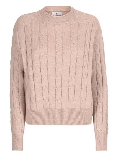 CONTE OF FLORENCE CABLE-KNIT CREW-NECK SWEATER