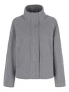 Conte Of Florence High-neck Zip-front Jacket In Gray