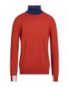 Conte Of Florence Man Turtleneck Rust Size Xxl Polyamide, Viscose, Wool, Cashmere In Multi