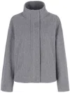 Conte Of Florence High-neck Zip-front Jacket In Gray