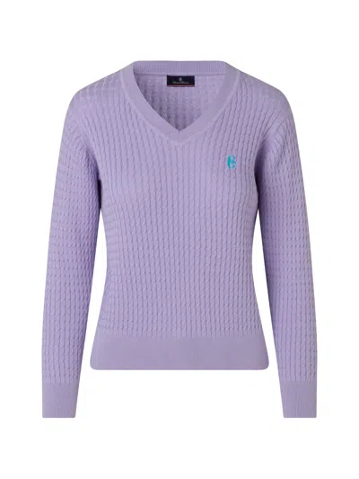 Conte Of Florence V-neck Textured Sweater In Purple