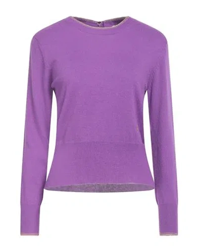 Conte Of Florence Woman Sweater Purple Size L Polyamide, Viscose, Wool, Cashmere