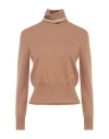 Conte Of Florence Woman Turtleneck Camel Size S Polyamide, Viscose, Wool, Cashmere In Multi