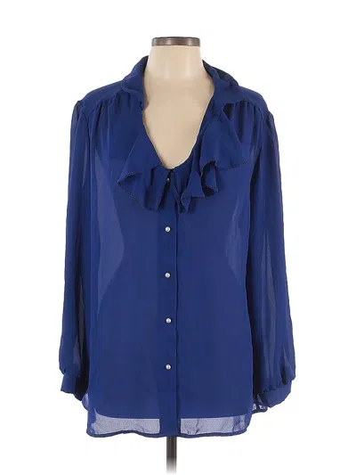 Pre-owned Contempo 3/4 Sleeve Blouse In Blue