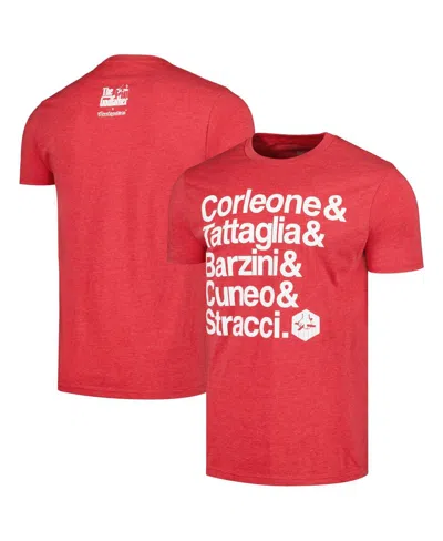 Contenders Clothing Men's  Heather Red The Godfather Five Families T-shirt