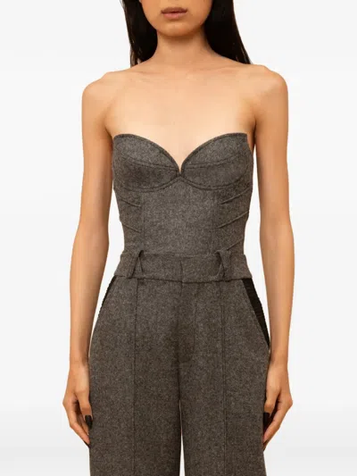Contessa Mills Aconitum Structured Elegant Wool And Silk Lined Corset In Gray