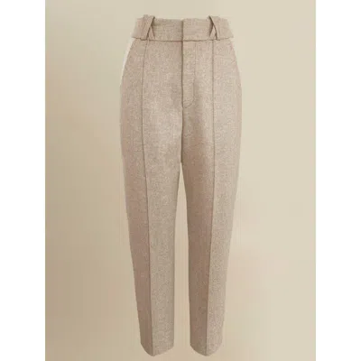 Contessa Mills Aconitum Tailored Wool Mesh-detail Trouser In Brown