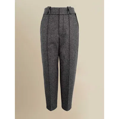 Contessa Mills Aconitum Tailored Wool Mesh-detail Trouser In Gray