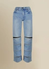 Contessa Mills Arcana Slim-fit Mid-rise Leather-trim Jeans In Blue