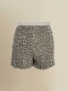 Contessa Mills Blair Whimsical Lambskin-trimmed Novelty Shorts In Gray