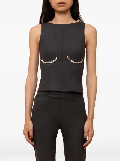 Contessa Mills Cora Button-embellished Top In Black