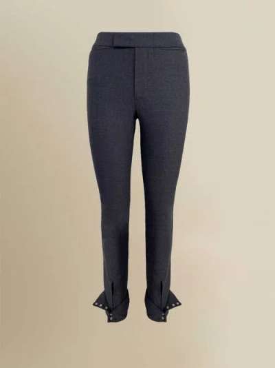 Contessa Mills Cora Slim-fitted Elegant Twill Trouser In Gray