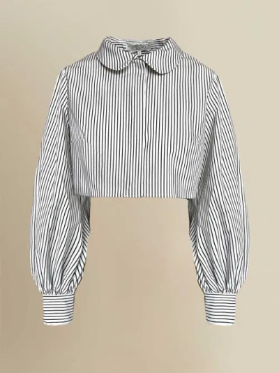 Contessa Mills Dolores Striped Peter Pan Collar Cropped Top In Multi